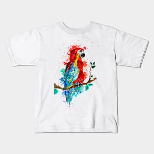 Ara Macaw Watercolor Parrot Kids T-Shirt